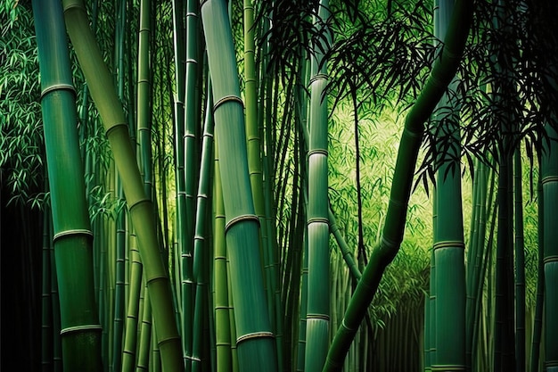생성 ai에 의한 대나무 숲 일러스트 디지털 이미지