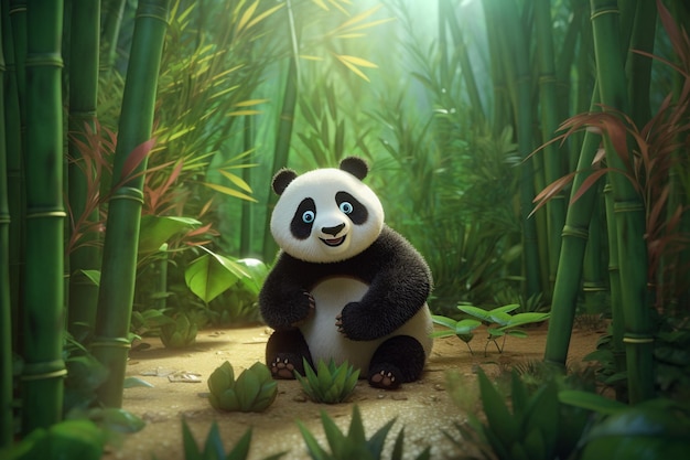 bamboo forest panda 3d generative ai