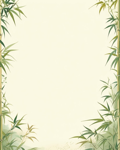 A bamboo frame with text and green leaves in the frame