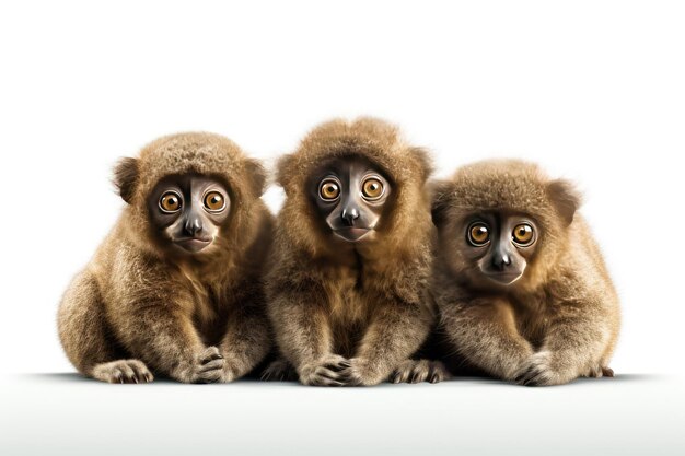 Photo bamboo lemurs on white background