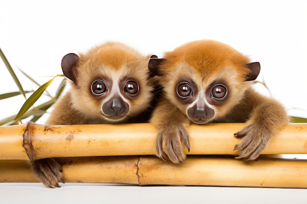 Photo bamboo lemurs on white background