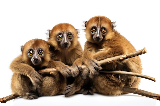 Photo bamboo lemurs on white background