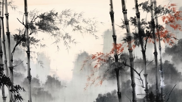 Bamboo painting Generative AI