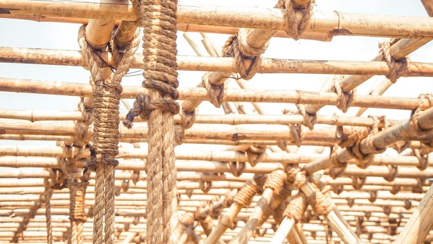 Bamboo panel with a rope tied construction design idea for sustainable eco green world