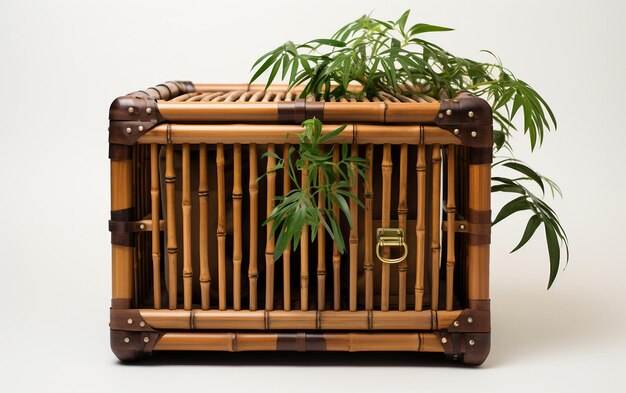 Bamboo Pet Crate Against a Transparent Background