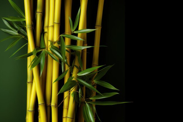 Photo bamboo plant tree yellow stalk bamboo green lush leaves natural backgorund wallpaper