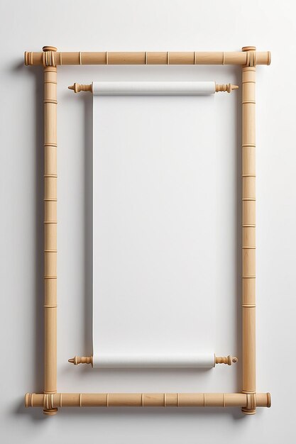 Bamboo Scroll blank Frame Mockup with white empty space for placing your design