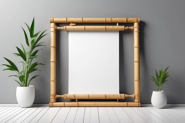 Photo bamboo scroll frame mockup