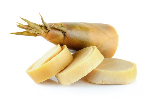 Bamboo shoots on white background