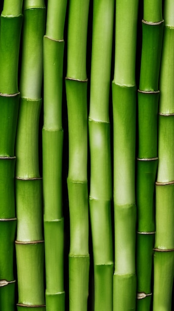 竹の茎の背景 緑のタケノコが一列に並んでいる 竹垣の壁紙