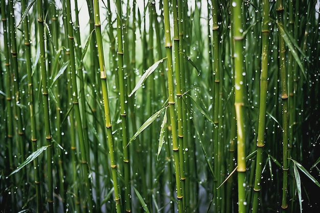 Bamboo stems with raindrops Natural background Closeup