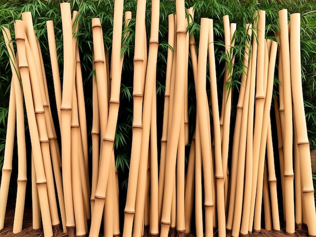 Bamboo sticks on bamboo trees in a close up view