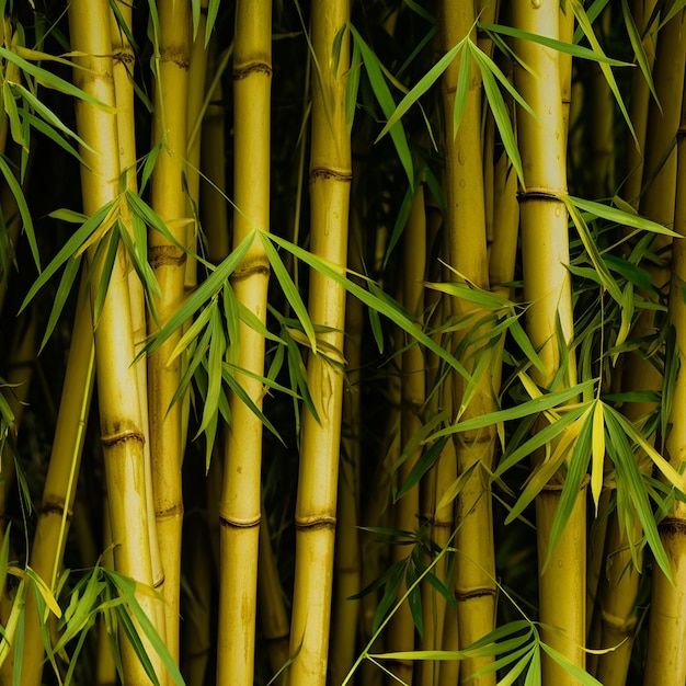 Photo bamboo trees in jungle with sunrays