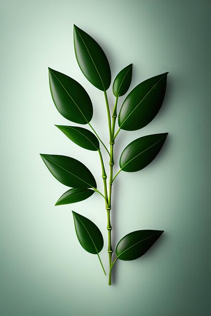 Bamboo twig with green leaves the ornamental forest garden plant isolated on white background clipp