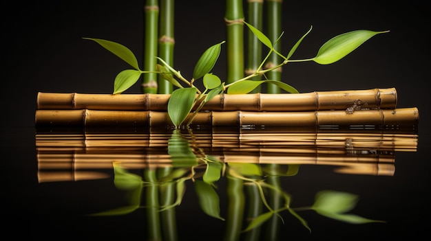 Photo bamboo water reflection