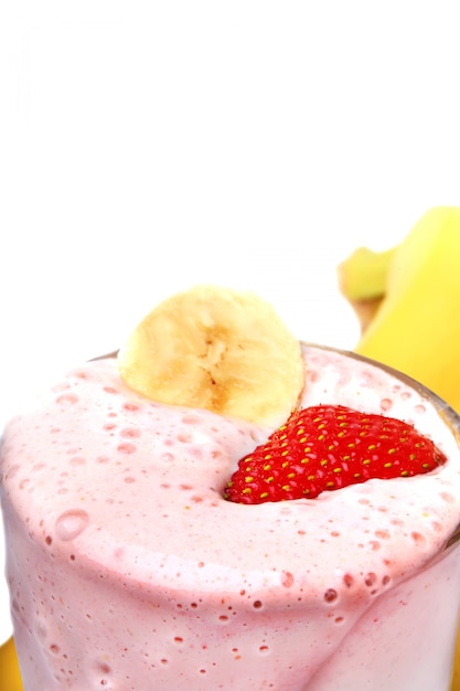 Banaan aardbeienmelk smoothie