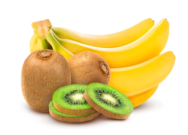 Banaan en kiwi geïsoleerd