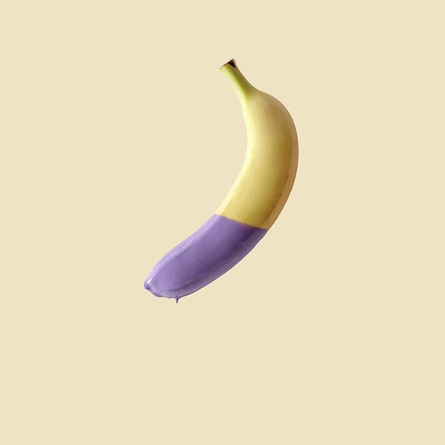 Banaan in verf op een gele achtergrond