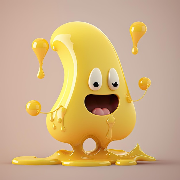Banaan jelly kawaii karakter cartoon zoete voedsel kauwgom met grappig lachend gezicht ai gegenereerd illustratie Jelly organische vitamine bubblegum rijp komisch fruit emoticon