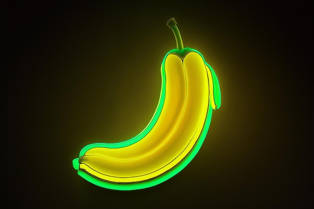 Banaan neon fruit gloeiende illustartion ai gegenereerde kunst