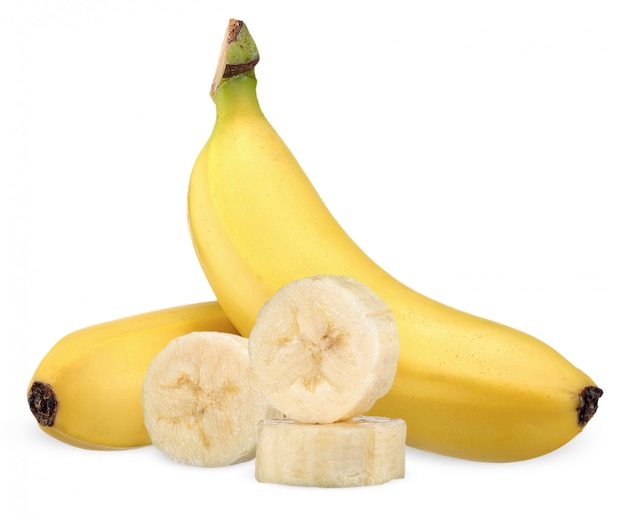 Banaan op wit wordt geïsoleerd dat