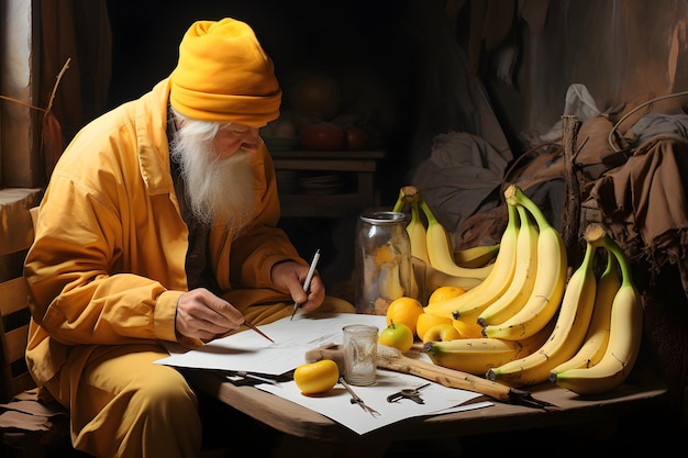 Foto banaan schilderij illustratie