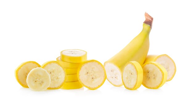 Banaanplak die op witte achtergrond wordt geïsoleerd