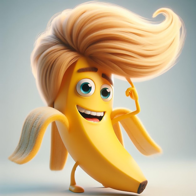 Photo banana 3d cartoon cute 3d characte