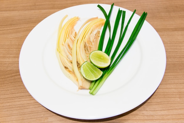 Banana blossom and lemon and Spring onion