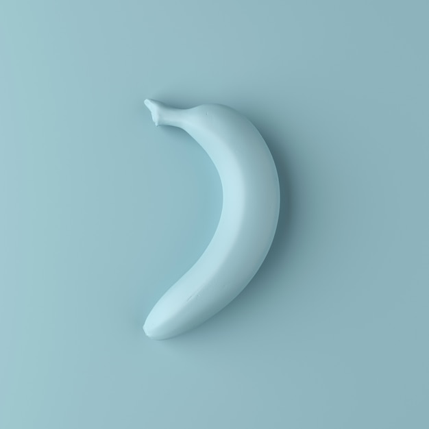 The banana blue color on blue background.minimalist style