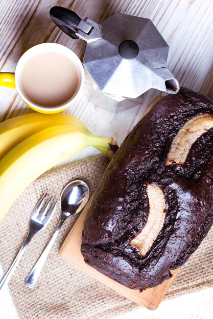 Banana bread and coffee