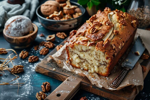 Banana bread with walnuts