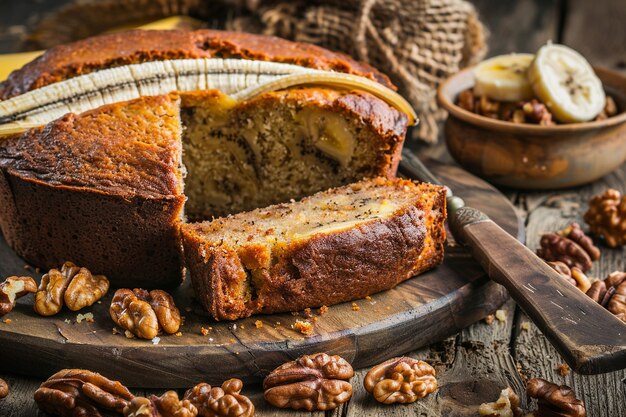 Banana bread with walnuts