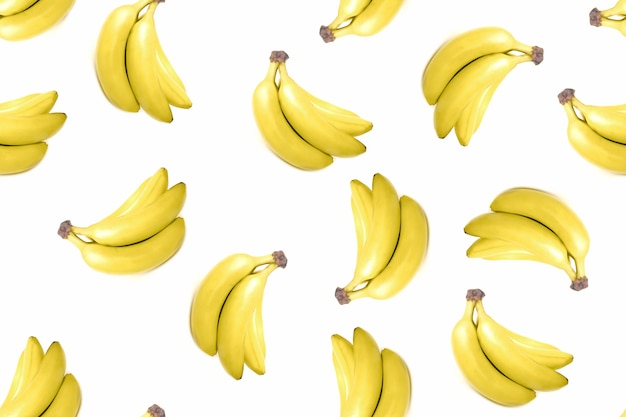 Banana bunch seamless pattern on white isolated background