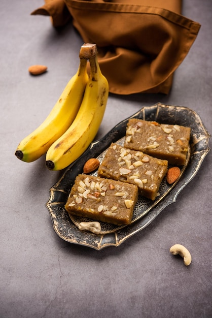 Banana Burfi or pakke kele ki barfi is a delicious Indian dessert made during festivals and special occasions