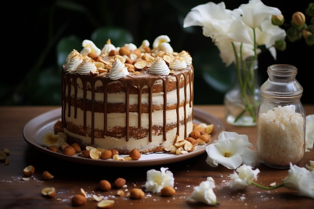 Banana butter with macadamia cake