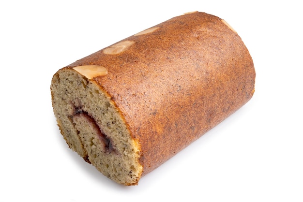 banana cake roll isolated on white background clipping path