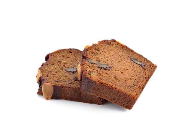 banana cake with almond isolated