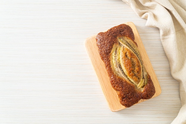 Banana cake on wood board