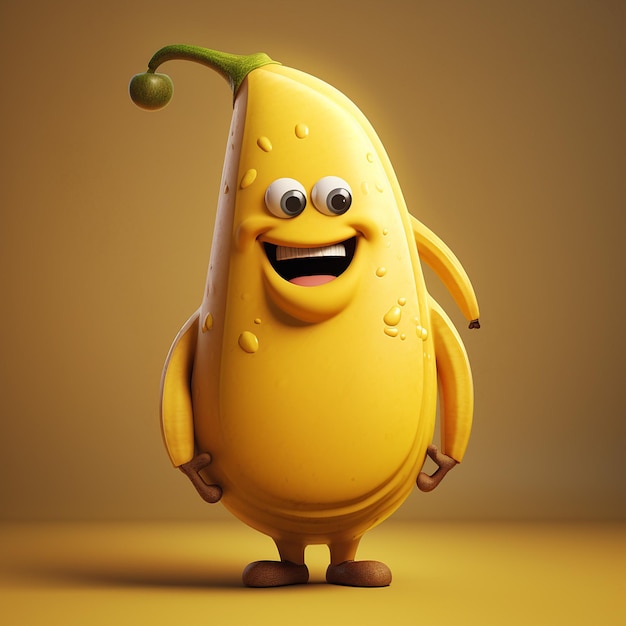 Banana Cartoon Kids Banana 3D Character Banana Funny Character Banana vector illustrator