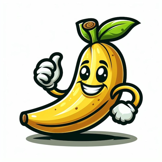Photo banana cartoon on a white background