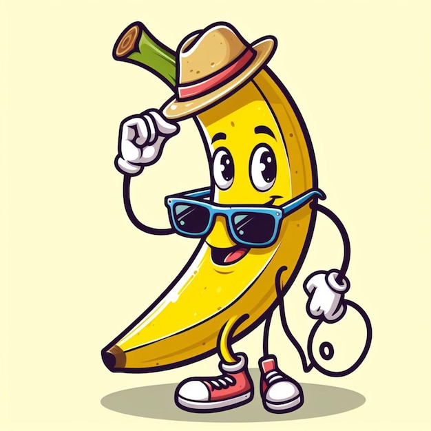 Photo banana cartoon on a white background