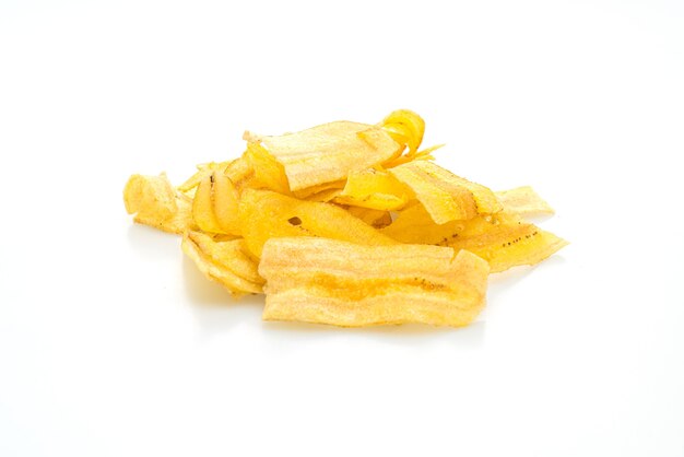 Chips di banana isolati su bianco