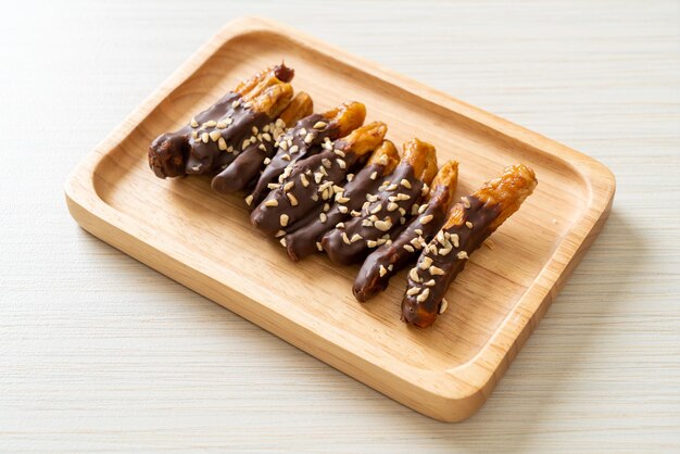 Banana chocolate coating or banana dipped chocolate