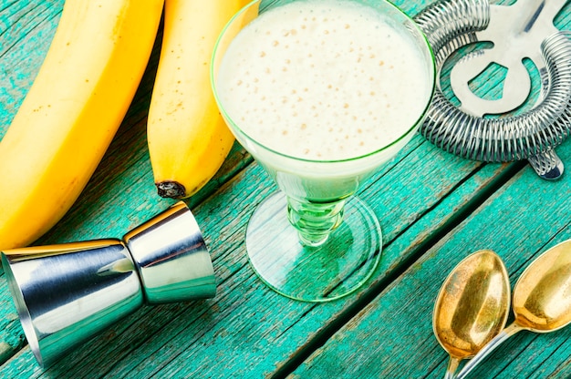 Banana cocktail in glass