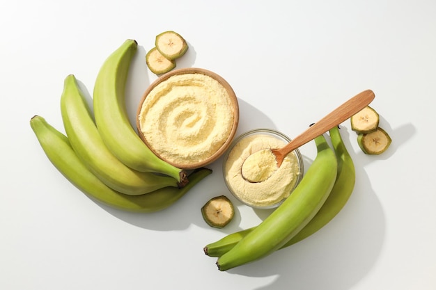 Banana flour concept of cooking food tasty banana flour