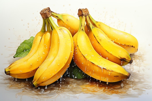 Banana fruit watercolor painting