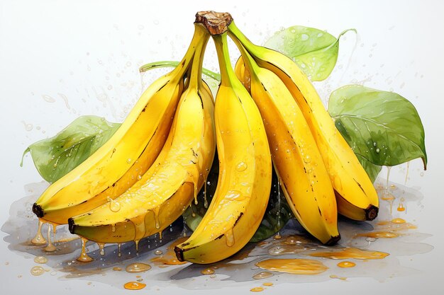 Banana fruit watercolor painting