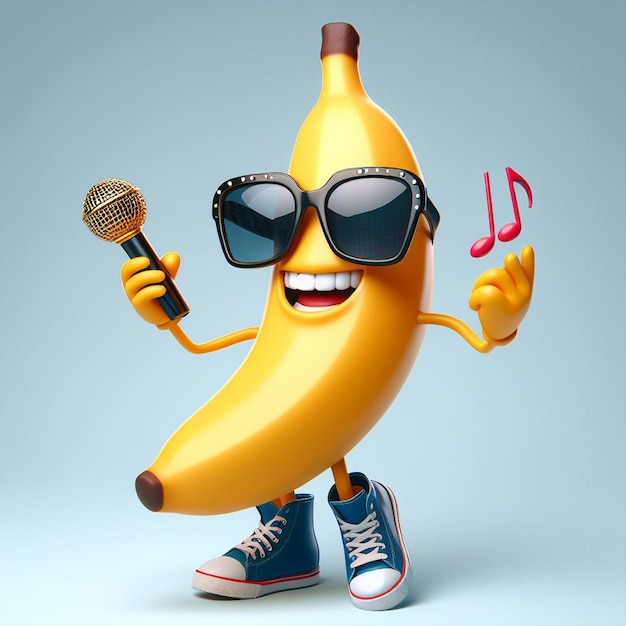 Photo banana holding mic