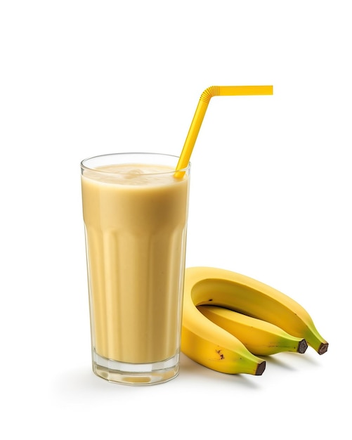 Photo banana juice with white background